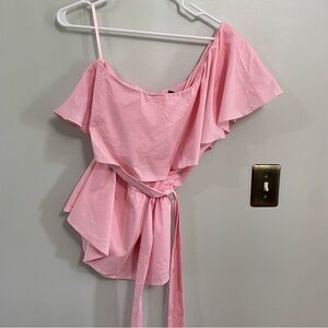 Eloquii pink one shoulder ruffle tank top size 16